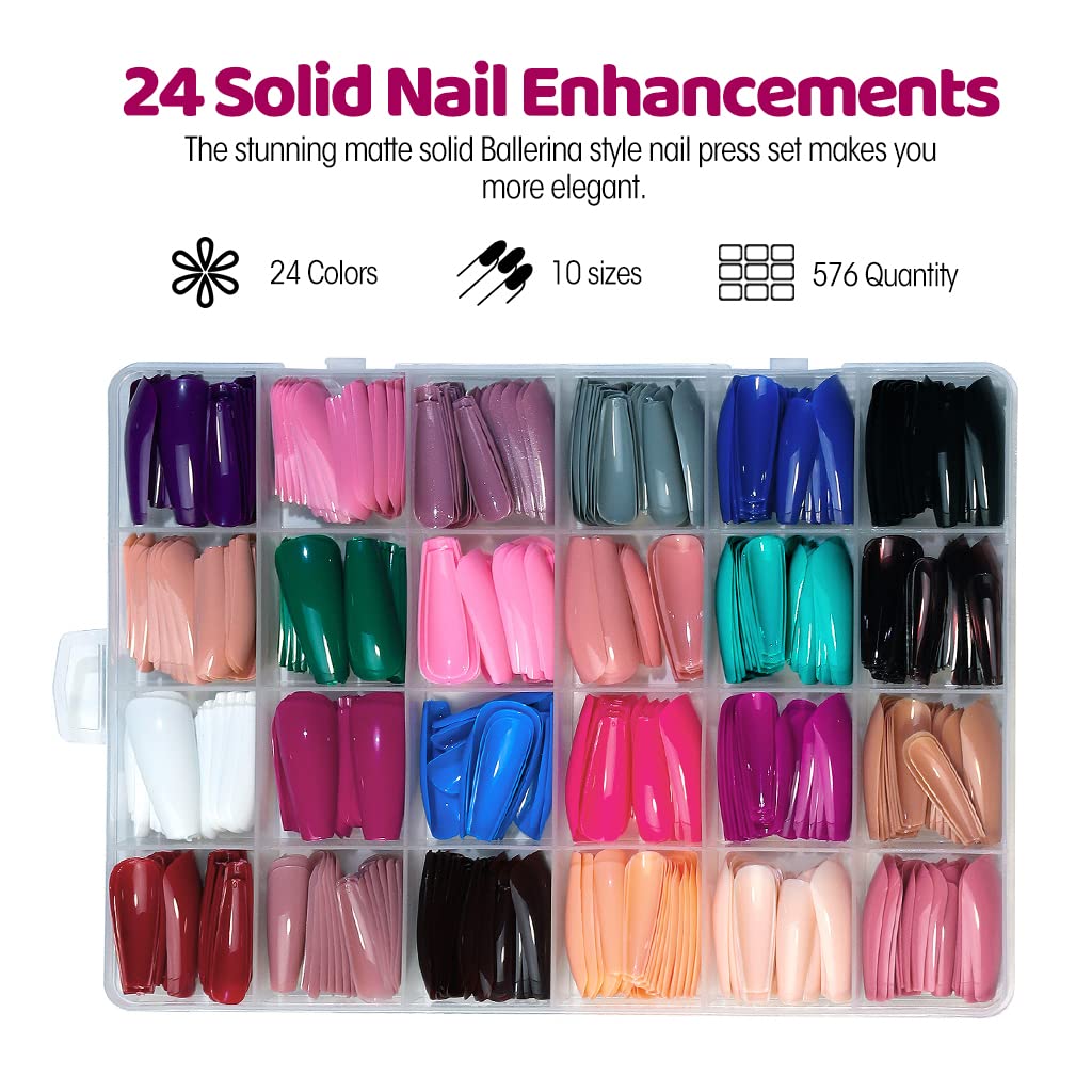 MAYCREATE® 24 Color Press on Nails Sets, False Nails Artificial Fake Nails Coffin Press on Nails Solid Color Glossy Fake Nails Full Cover False Nails Tips for Women Girls DIY Nail, Style A (No glue) MAYCREATE® 24 Color Press on Nails Sets, False Nails Artificial Fake Nails Coffin Press on Nails Solid Color Glossy Fake Nails Full Cover False Nails Tips for Women Girls DIY Nail, Style A (No glue)